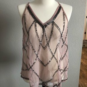 Sheer tank with beads size large